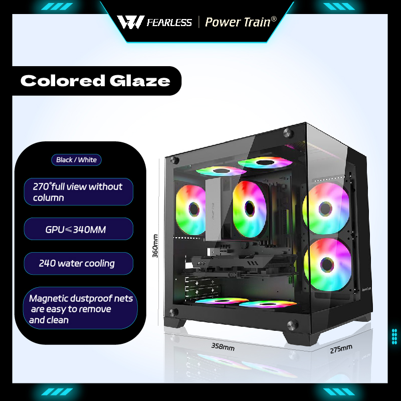 Console Gaming Pc Case - Power Train Coloured Glaze MATX Gabinetes