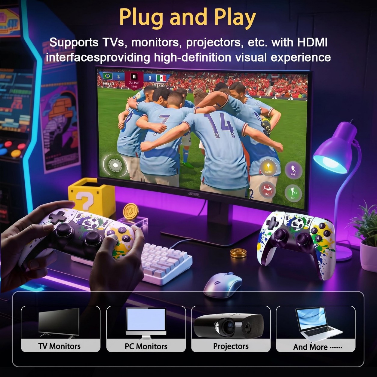 Football Pattern Wireless Game - Gaming Console Kids recension och pris